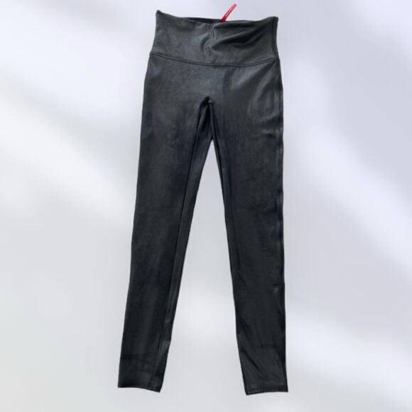 SPANX Leggings Faux Leather Shapes Lifts Flattering Compression Black Size M - Picture 9 of 14